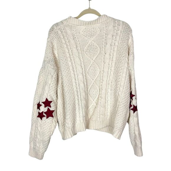 Taylor Swift Sweater M/L Large Cream Red Folklore-Era Cardigan Cable Knit Star - Picture 3 of 12